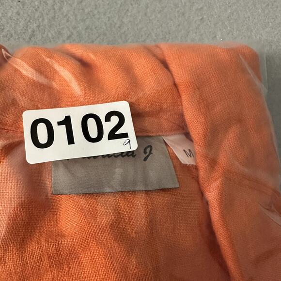 Boxy Linen Popover Shirt Collared Orange Fall Artsy USA Vtg Women’s Medium - Picture 7 of 11